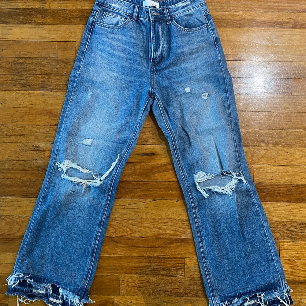Vervet Distressed Wide Leg Jeans